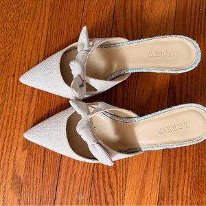 J. Crew Women's Beige Bow Pointed Mules